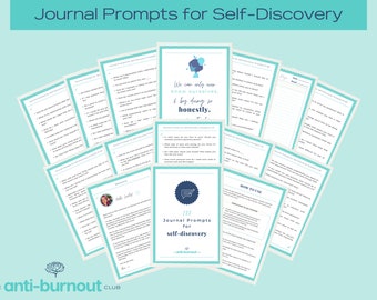 100 Journal Prompts for Self-Discovery | Printable Therapy Journal Prompts for Inner Work | Digital Journal Planner Daily Writing Prompts