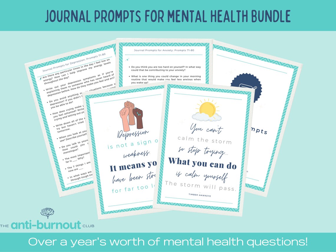 Mental Health Journal Prompts Bundle Over 365 Journal - Etsy UK
