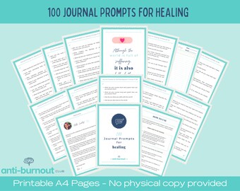 100 Journal Prompts for Healing | Printable Therapy Journal Prompts for Inner Work | Digital Journal Planner Downloadable Writing Prompts