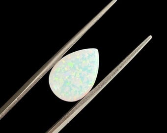 Kaboszon z białego opalu hodowanego w laboratorium w kształcie łzy, 3×5 mm – 13×18 mm, syntetyczny kamień opalowy w kształcie gruszki