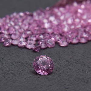 Round Shape Pink Color, Cubic Zirconia (CZ), Round Brilliant Cut, Loose Stones, Perfect Colors & Quality,1mm-15mm For Jewelry Making