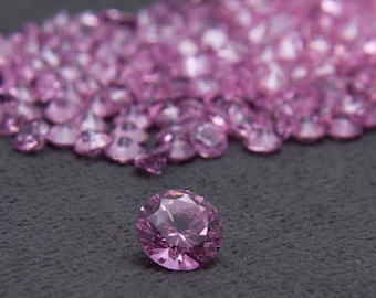 Round Shape Pink Color, Cubic Zirconia (CZ), Round Brilliant Cut, Loose Stones, Perfect Colors & Quality,1mm-15mm For Jewelry Making