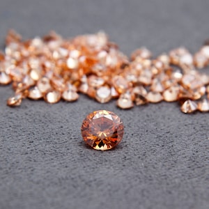 Round Shape Champagne Color, Cubic Zirconia (CZ), Round Brilliant Cut, Loose Stones,Perfect Colors & Quality,1mm-15mm For Jewelry Making