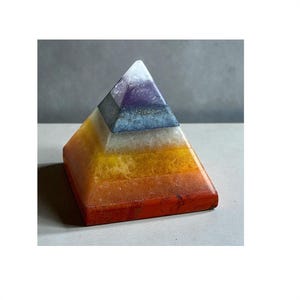 Seven Chakra Stone Pyramid ,Seven Chakra Natural Crystal Palm Stone, 20mm, 30mm, 7 Chakra Seven Color Stone , Healing Stone, Reiki Pyramid image 3