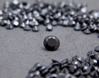 Round Shape Black Color, Cubic Zirconia (CZ), Round Brilliant Cut, Loose Stones,Perfect Colors & Quality,1mm-15mm For Jewelry Making