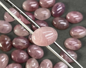 Natural Oval Dark Rose Quartz Cabochon , Loose Natural Gemstone, Dark Rose Quartz Flat Back Cabochon for Jewelry Making 8x10mm to 30x40mm
