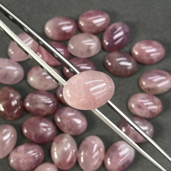 Natural Oval Dark Rose Quartz Cabochon , Loose Natural Gemstone, Dark Rose Quartz Flat Back Cabochon for Jewelry Making 10x14mm to 18x25mm