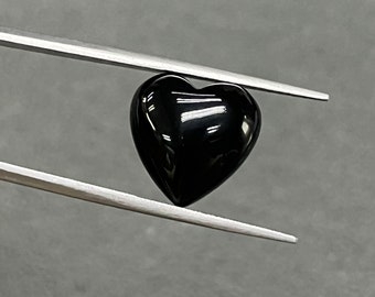 Superior Quality Natural Heart Shape Black Onyx Cabochon, Loose Natural Gemstone, Heart Black Onyx Gemstone 12mm to 16mm for Jewelry Making