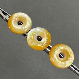 20mm 2pcs Superior Quality Natural Golden Tiger&#39;s Eye Donut Pendant ,Gemstone Talisman for Success,Courage & Protection, Perfect for Jewelry