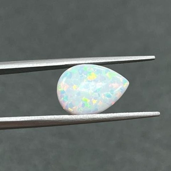 Lab-Grown Opal Teardrop Cabochon, Lab Created Opal, Pear Shape Opal Cabochons , White Opal Gemstone , Amazing Quality 4mmx6mm to 7mmx10mm