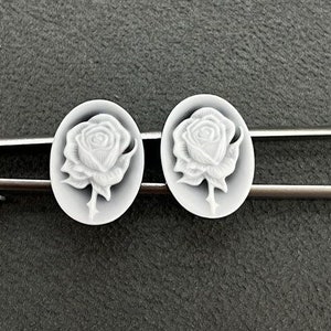2 PCS Black Rose Cameo Oval Stone, Black Cameo ,Oval Flat Back Cameo , Black Agate Cameo Jewelry ,Cameos for Jewelry Making 15mmx20mm