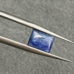 Natural Rectangular Kyanite Flat Back Cabochon , Loose Natural Gemstone, Kyanite, Deep Blue, Silvery Effect for Jewelry Making 6mmx8mm(2pcs)