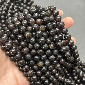 Superior Quality, Natural Round Nuummite Beads ,Black Nuummite with Highly Polished , Smooth, Shiny Surface for Jewelry Making 6mm ,8mm,10mm