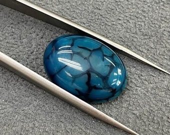 Natural Oval Blue Dragon Vein Agate ,Loose Natural Gemstone, Dragon Vein agate Cabochon, Dyed, Polished for Jewelry Making 13x18mm-18x25mm