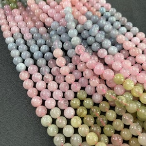 Superior Quality Morganite, Natural Round loose beads with Highly Polished, Smooth, Shiny Surface for Jewelry Making, 6mm 8mm 10mm.
