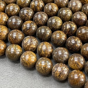 Superior Quality, Natural Round Bronzite Beads, Brown Bronzite with Highly Polished, Smooth, Shiny Surface for Jewelry Making 6mm to 12mm