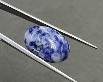 Natural Sodalite Cabochon, Blue White Oval Loose Gemstone, Flat Back Stone for Jewelry Making 10x14mm–18x25mm