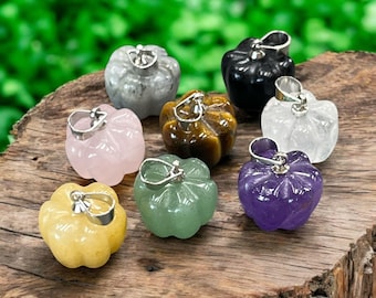 Crystal Pumpkin Carving, Natural Gemstone Pumpkin Decor, Halloween Crystal Gift, Fall Decor, Witchy Desk Accessory