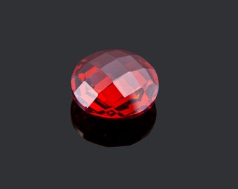 Round Double Side Garnet Faceted Cut Gemstone , Red Cubic Zirconia Loose Gemstone, 4mm-14mm