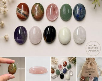 Mix di 10 cabochon di pietre preziose naturali, pietre ovali da 18 x 25 mm per la creazione di gioielli, materiale per lavori creativi fai da te