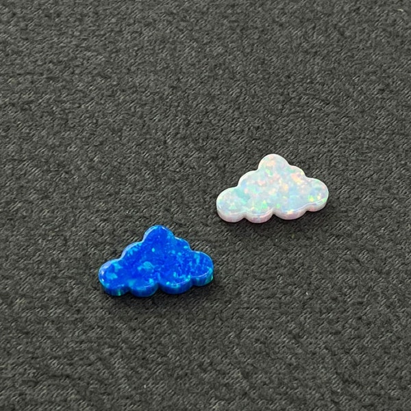 Superior Quality White & Sky Blue Lab-Grown ,Cloud Shape Opal , Lab Created Opal, Cloud Shape , Amazing Quality for Jewelry Making 7.30*12mm