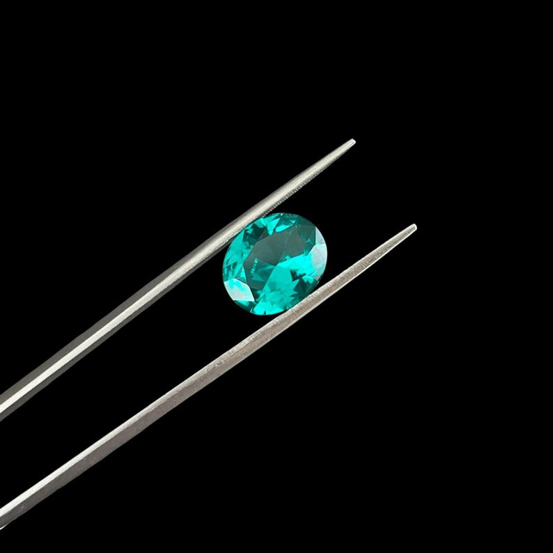 Oval Brilliant Cut Green Paraiba Nano Crystal, Lab-Grown Gemstone, Heat-Resistant Paraiba 4x6mm–15x20mm image 10