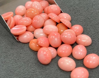 Natural Pink Oval Coral Cabochon , Pink Coral Gemstones , Oval Coral Cabochon, Coral Flat Back Cabochon for Jewelry Making 4x6mm to 13x18mm