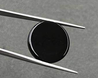 Natural Black Onyx Cabochon ,Flat Straight Edge , Round Shape Loose Gemstones ,Black Onyx , Flat Gemstone  8mm to 25mm  For Jewelry Making