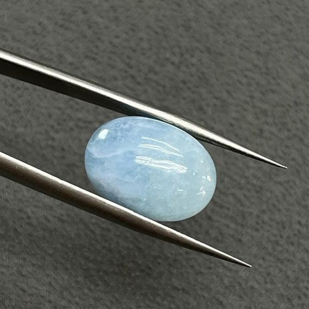 Cabochon D'Aigue-Marine Naturelle Ovale – Poids 30.84 Carats – Dimensions 26x17 Mm – Non Traité – Pièce Unique Pour Bijouterie