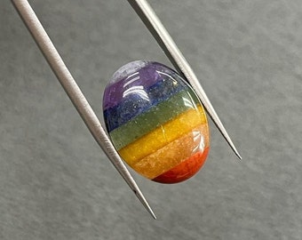 Chakra Natural Crystal Palm Stone, Natural Oval Rainbow Cabochon ,Chakra Seven Color Stone Cabochons ,Flat Back Cabochon for Jewelry Making