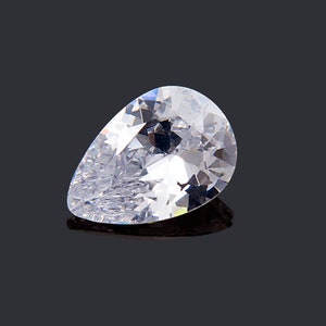 White Pear Cubic Zirconia, Loose Faceted Stones, Super Star Brilliant Cut CZ, Pear Shape Cubic Zirconia 3x5 mm to 15x20mm