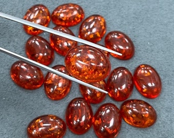 Synthetic Dark Amber Oval Cabochon, Loose Gemstone, Orange Amber Gemstone , Amber Cabochons , Amber 8x10mm to 30x40mm For Jewelry Making
