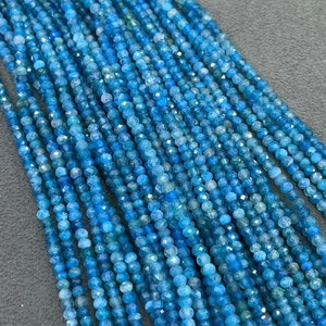 Superior Quality, Natural Small Size Blue Apatite Faceted Round beads with Highly Polished , Smooth, Shiny Surface for Jewelry Making 3mm