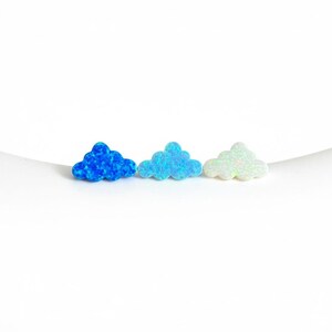 Wolkenform Lab-Grown Opal Perlen 7 × 12 mm gebohrt , Himmelblau , Blau und Weiß