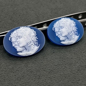 Cameo Oval Stone, Victorian Lady Stone , Victorian Couple Cameo stone ,Flat Back Cameo, Agate Stone, Cameos for Jewelry Making 22mmx30mm