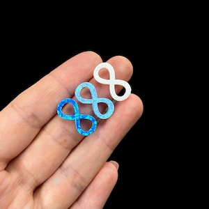 Sky Blue to White Gradient , Lab Created Opal Infinity , Full Drilled Bead 9mmx19mm