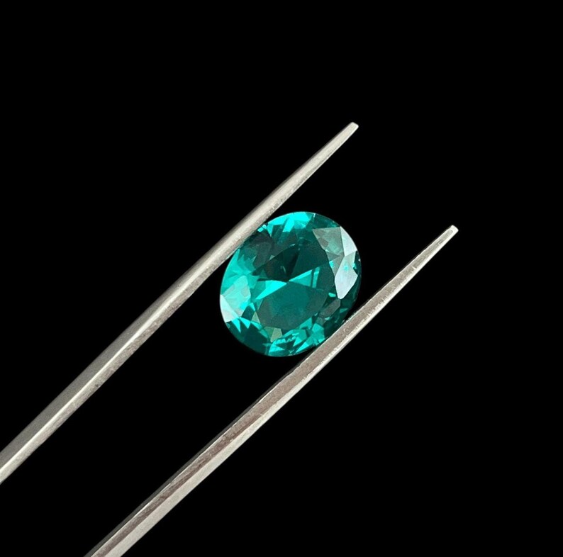 Oval Brilliant Cut Green Paraiba Nano Crystal, Lab-Grown Gemstone, Heat-Resistant Paraiba 4x6mm–15x20mm image 4