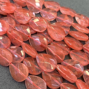 Superior Quality, Faceted Pear Cherry Quartz  Beads , Cherry Quartz  with Highly Polished , Smooth, Shiny Surface for Jewelry Making 18x25mm