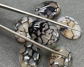 Natural Oval Black Dragon Vein Agate ,Loose Natural Gemstone, Dragon Vein agate Cabochon , Dyed, Polished for Jewelry Making 13x18mm-18x25mm
