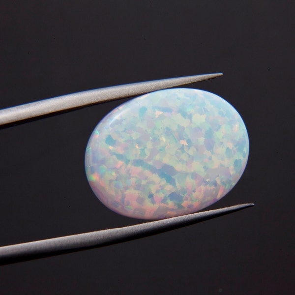 Lab-Grown Oval Shape White Opal Gemstone, Amazing Quality, Oval Opal Cabochon, 3x5mm to 22x30mm, Birthstone Jewelry
