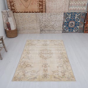 4x6 Vintage Rug, 4x6, Faded Rug, Pastel Rug,Turkey Vintage Rug, Oushak Rug, Turkish Rug, Vintage Turkish Rug, Anatolian Rug, Muted Rug, 1993
