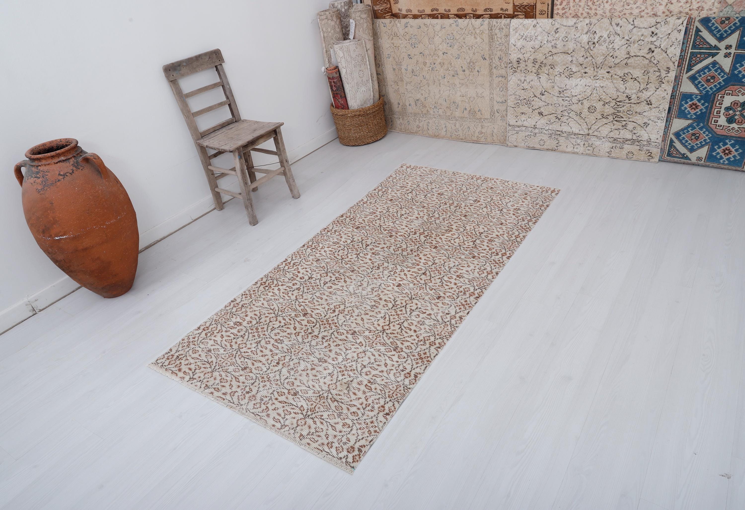 Vintage Oushak Turkish Rug 3x7: Bohemian Anatolian Area Rug - Etsy