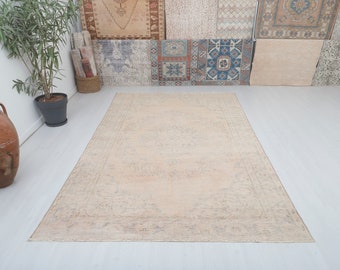 6x10 Vintage Rug, Oushak Rug, 6x10 Turkish Rug, Wool Rug, Neutral Rug, Natural Rug,Oversize Rug,Handmade Rug,Anatolian Rug,Vintage Rug,15444