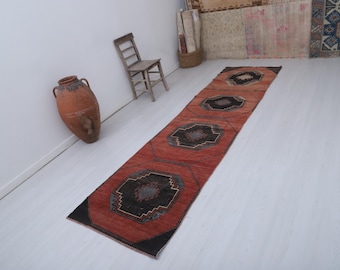 Vintage Türkischer Oushak Läufer, Teppich Läufer (3x11)