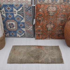 Turkish Mini Rug, Turkish Rug, Vintage Mini Rug, Wool Rug, Oushak Door Mat, 2x3 Anatolian Rug, 2x3 Door Mat Rug, Door Mat,2x3 Mini Rug,24215