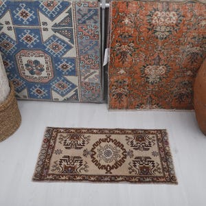1x3 Old Rug, Vintage Rug, Turkish Rug 1x3, Anatolian Rug, Oushak Rug, Mini Rug,1x3 Door Mat Rug, Small Rug, Antique Rug, Handmade Rug,4441