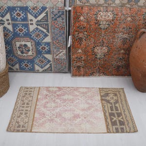 Turkish Mini Rug, Turkish Rug, Vintage Mini Rug, Wool Rug, Oushak Door Mat, 2x4 Anatolian Rug, 2x4 Door Mat Rug, Door Mat, 2x4 Mini Rug,808