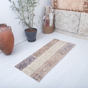 2x5 Vintage Turkish Oushak Rug: Handwoven Wool Cotton Anatolian Rug