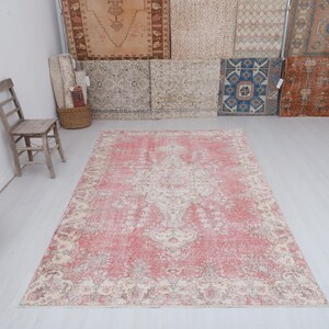 6x9 Vintage Oushak Rug: Turkish Wool, Bohemian Home Decor
