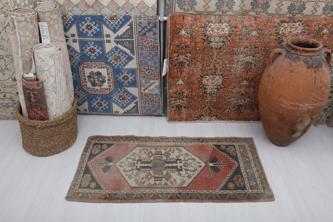 No.19 ヴィンテージラグ　トルコ　マット turkish rug ミニ No.32 ヴィンテージラグ S トルコ マット turkish rug ミニ - メルカリ